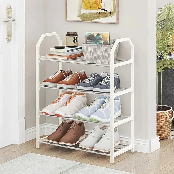 Étagère à chaussures créative simple à 4 niveaux - Armoire de rangement multifonctionnelle pour la maison/le dortoir