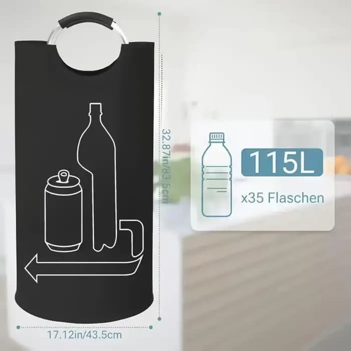 Conteneur de collecte de bouteilles grande capacité 115L, bac de recyclage intérieur pour verre et c