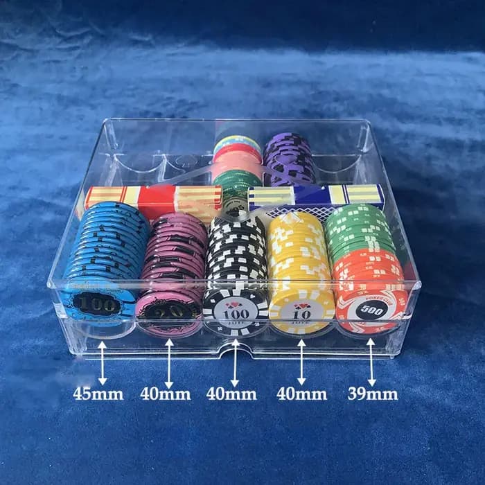 Boîte à jetons en acrylique transparent à 10 compartiments avec couvercle