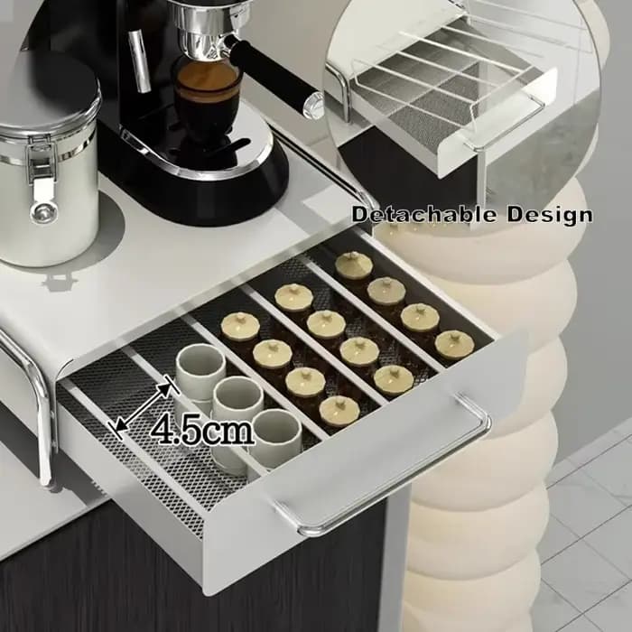 Présentoir à capsules de café T1, tiroir de rangement, bar ins vent, table, boîte de rangement pour