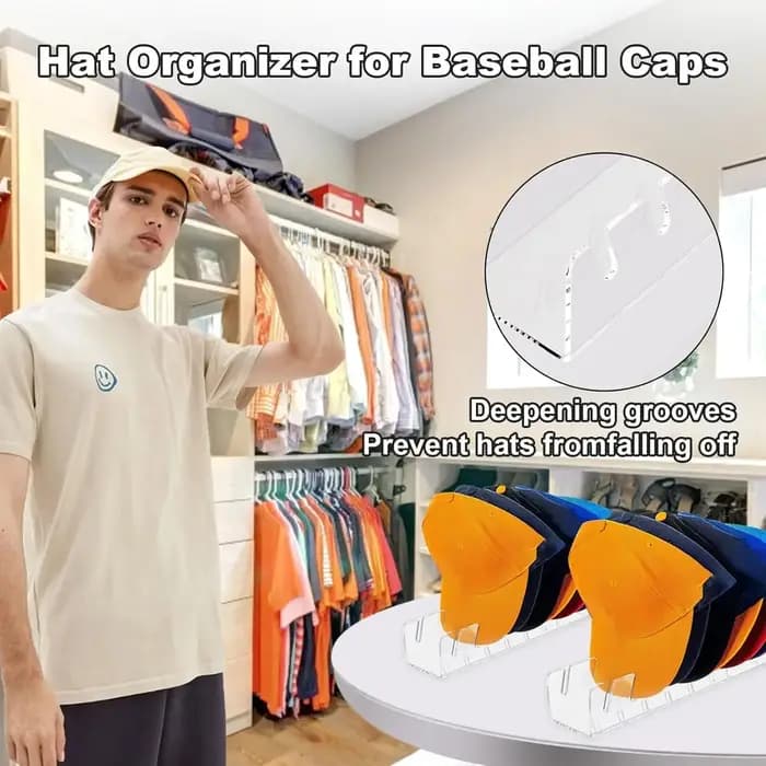 Présentoir de casquettes de baseball en acrylique T1 avec fentes