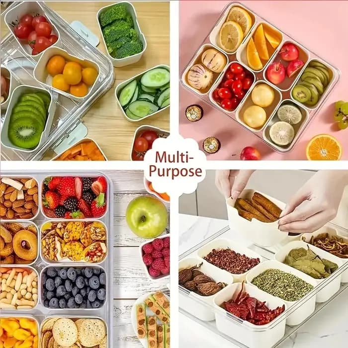 Boîte à collation 8 compartiments avec couvercle