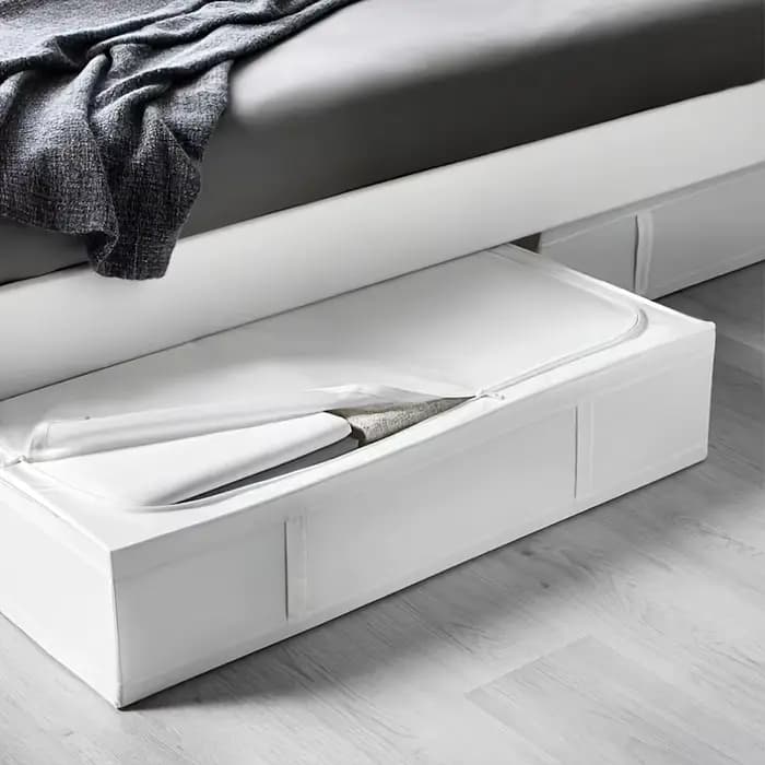 Boîte de rangement pliable pour le dessous du lit avec couvercle à fermeture éclair scellée