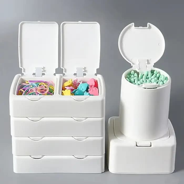 Boîte de rangement pour coton-tige avec fenêtre pop