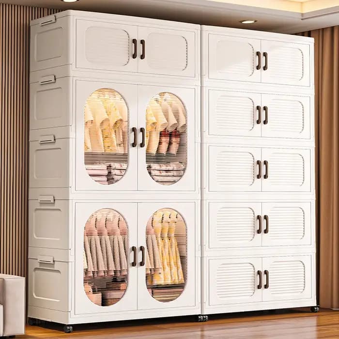 Armoire pliable à double porte de 60 cm avec roulettes – Rangement à fermeture magnétique de grande capacité pour