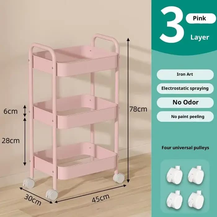 Petit chariot support de rangement mobile multicouche pour cuisine, chambre à coucher, salle de bain