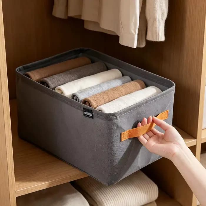 Boîte de rangement en tissu pliable pour livres