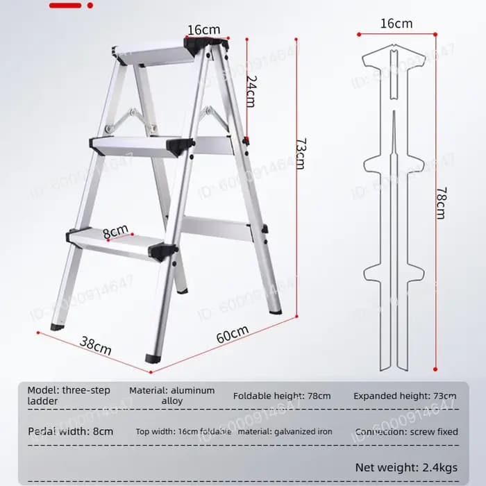 Échelle à 3 marches, échelle à chevrons, échelle de rangement, échelle pliante en alliage d'aluminium pour travaux extérieurs et usage domestique