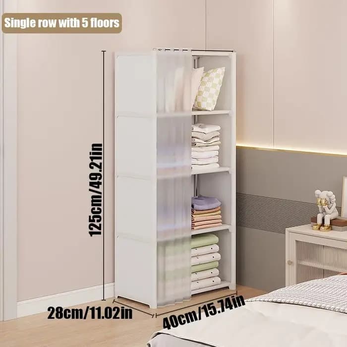 Rideau transparent anti-poussière indépendant à une ou deux rangées, 5/6 couches, pour armoire ouver
