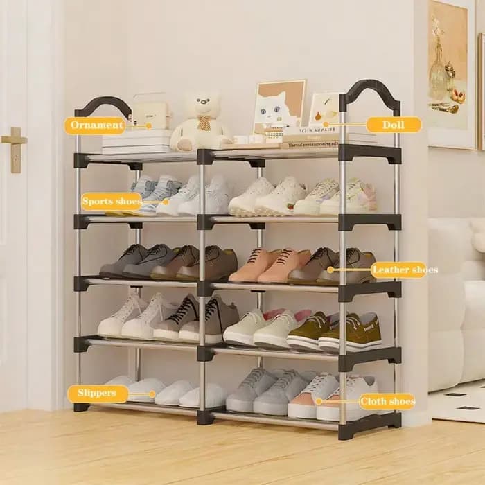 Meuble à chaussures double rangée - rangement multi-niveaux pour la maison