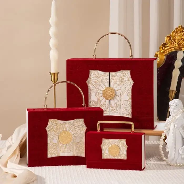 Coffret cadeau de mariage en daim baroque, boîte à cadeaux rabattable à double ouverture, boîtes à bonbons de mariage européennes de luxe, emballage d'anniversaire