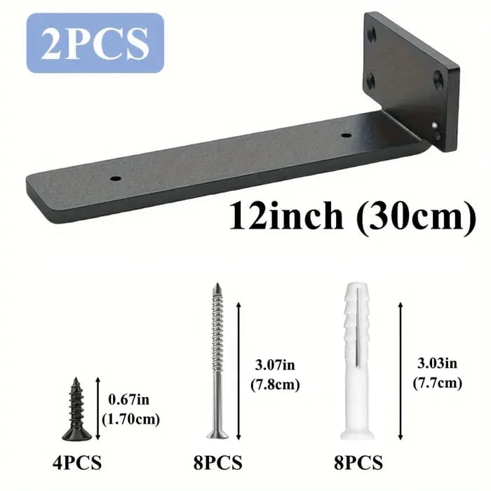 2 pièces 6 8 10 12 pouces noir dissimulé L supports d'étagère flottant