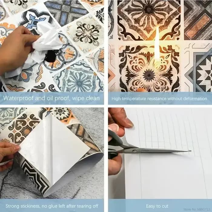 Autocollant mural décoratif pour armoire en PVC imperméable et résistant à l'huile