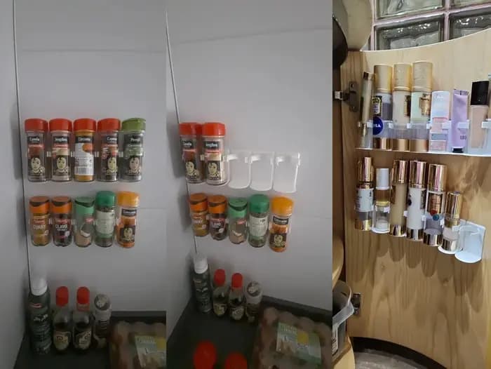 Support de rangement mural pour bouteilles d'épices, support d'assaisonnement de cuisine, Clip adhés