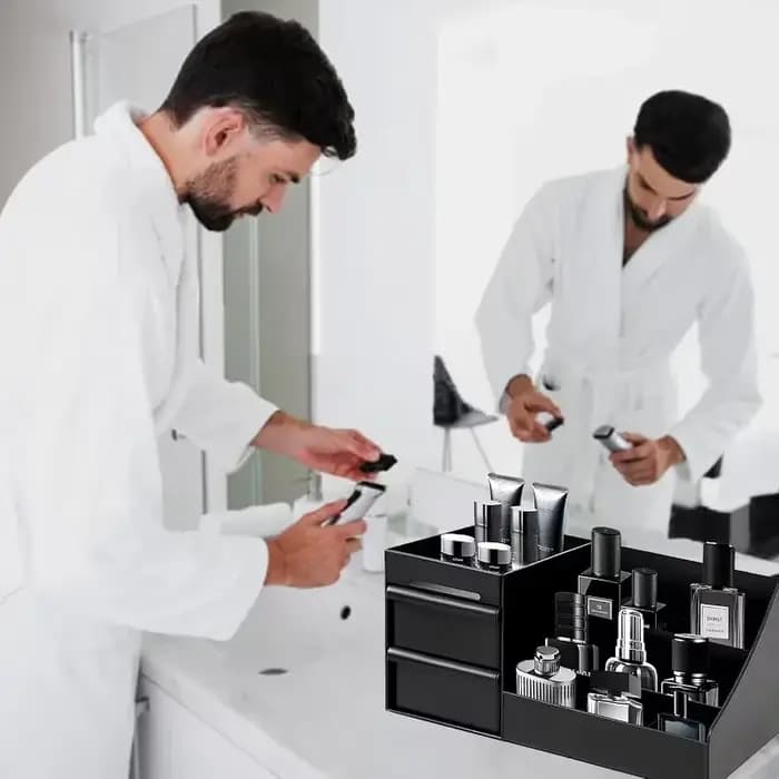 Boîte de rangement de parfum pour hommes avec tiroirs - Support organisateur de cosmétiques