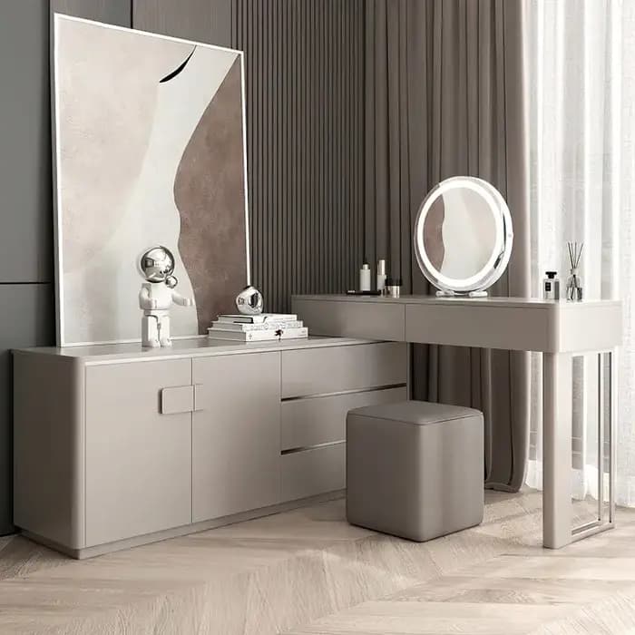 Commode de luxe légère pour chambre à coucher, armoire de rangement intégrée en bois massif, moderne