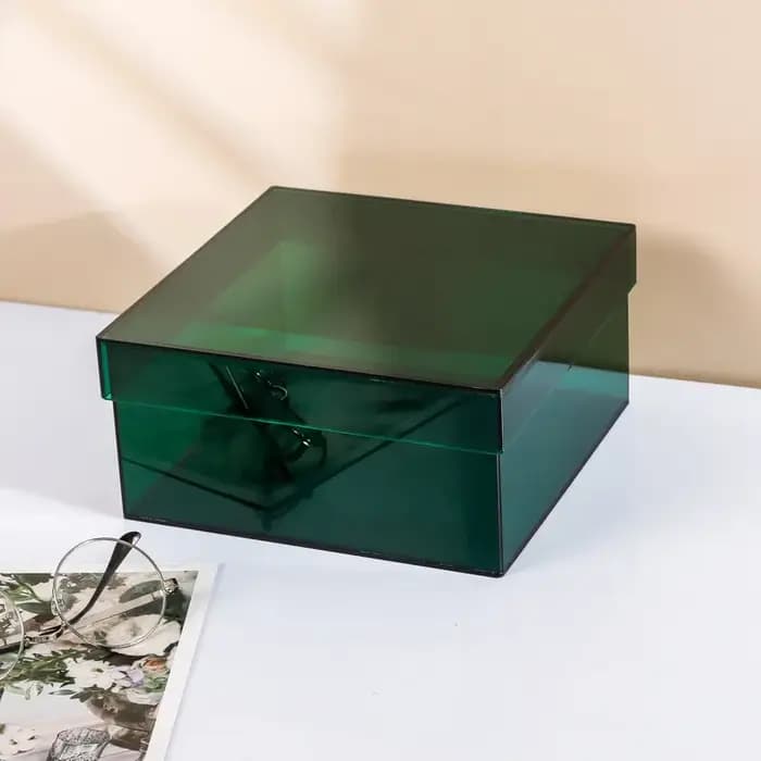 Boîte de rangement en acrylique avec couvercle, bacs de rangement en acrylique coloré, vitrines, éta