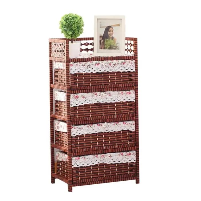 Armoire de rangement tissée en paille classique