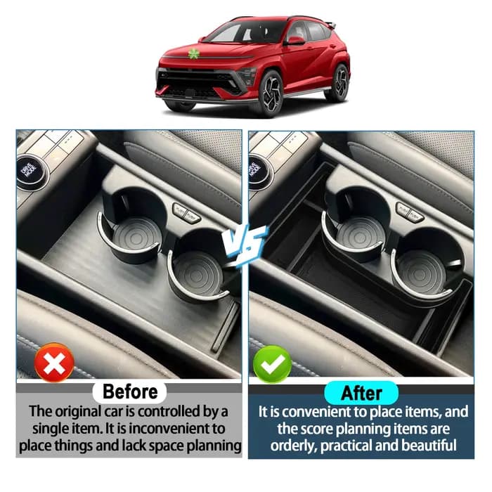 RUIYA pour Hyundai Kona SX2 EV Electrique 2024 2025 Boîte de rangement de l'accoudoir de la voiture
