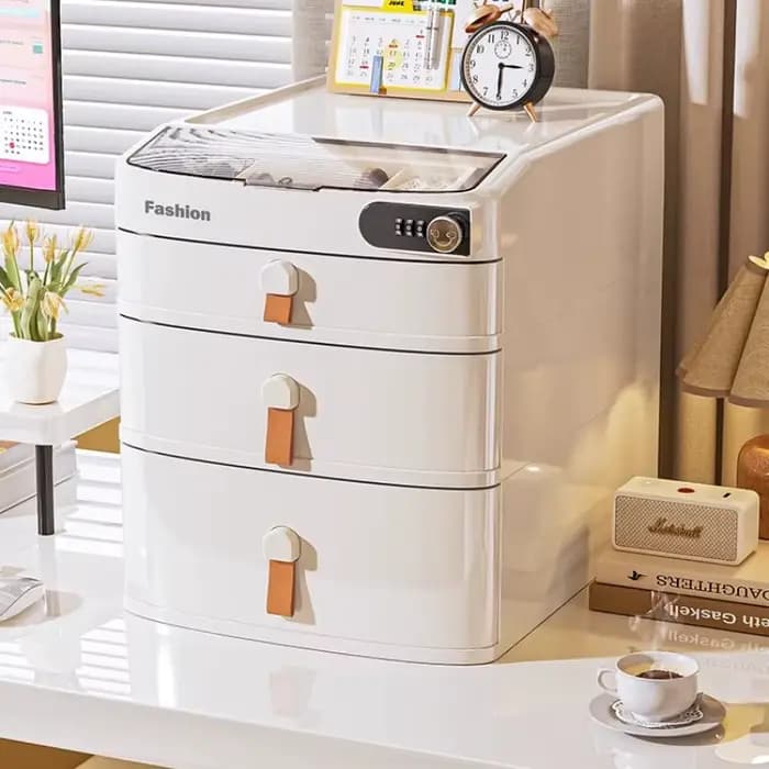 Boîte de rangement de bureau verrouillable avec tiroir à clés