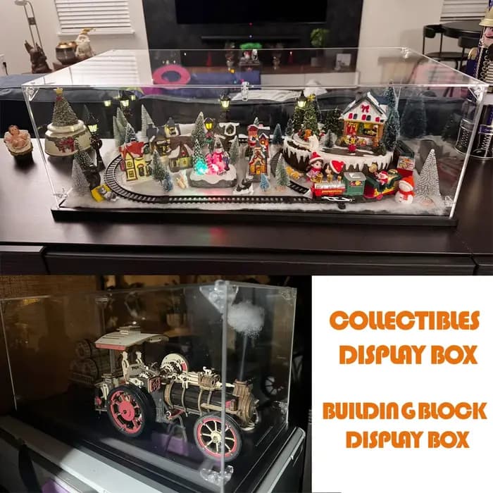 Vitrine en acrylique avec base noire, idéale pour les voitures Lego, les figurines d'action et les o