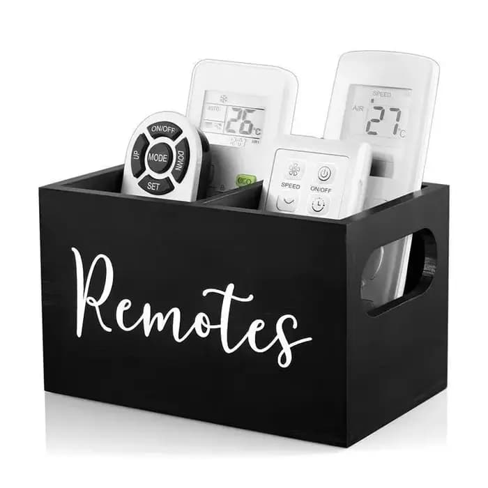 Boîte de rangement en bois pour télécommande, avec séparateurs, organisateur de maquillage, sachet de thé, boîte de rangement de paquets de café