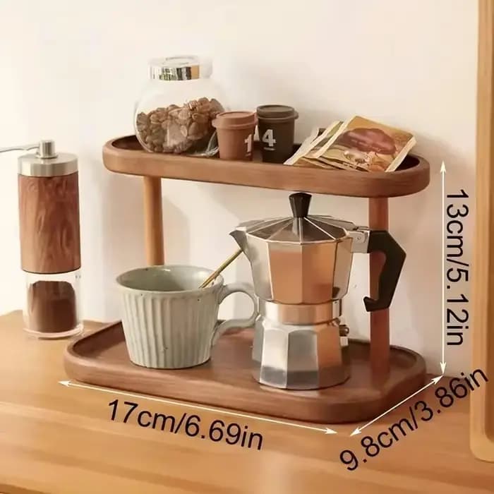 Étagère de rangement en bois à 2 niveaux