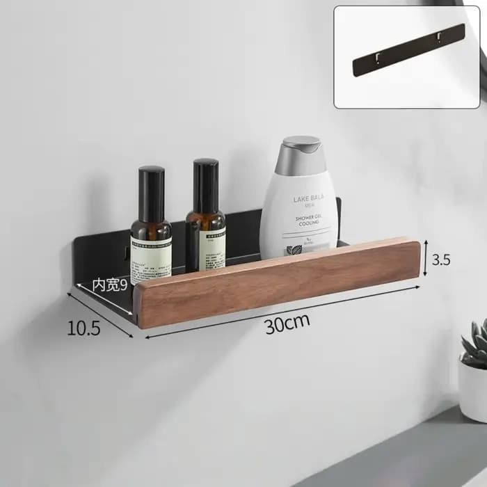 Étagère de rangement pour salle de bain en bois noir