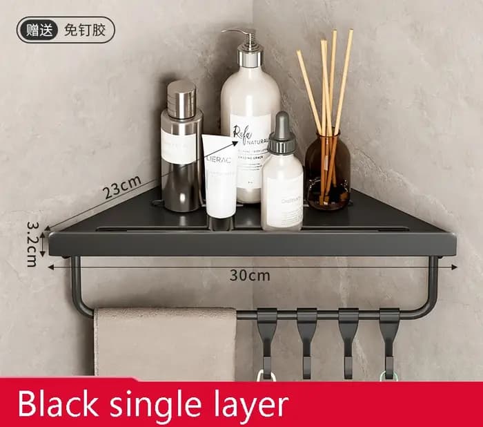 HOShelf-Étagère d'angle murale en alliage d'aluminium, rangement pour shampooing et maquillage, acce