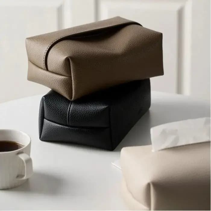 Boîte à mouchoirs en cuir artificiel