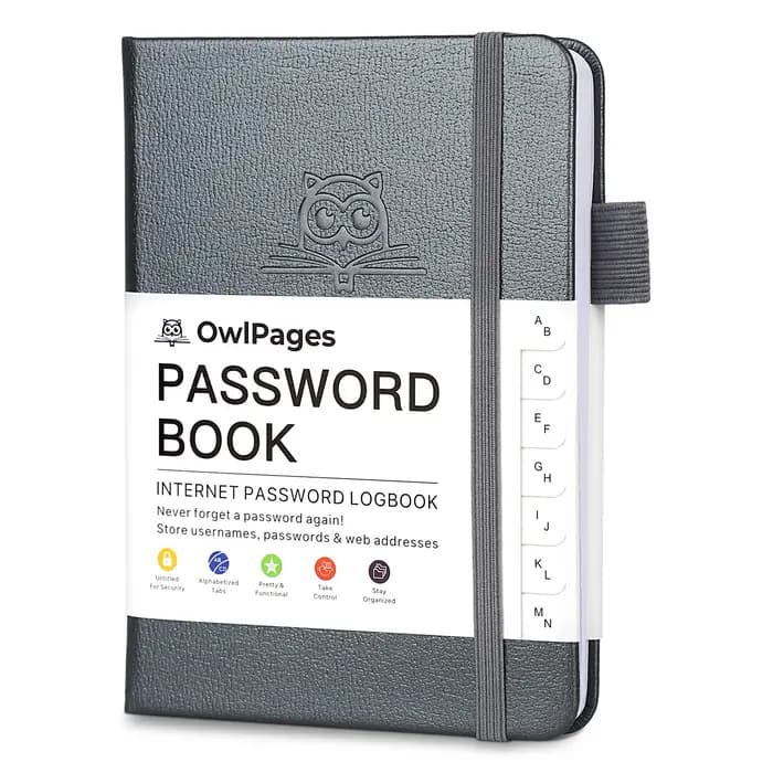 Carnet de mot de passe avec onglets alphabétiques. Cahiers de gardien de mot