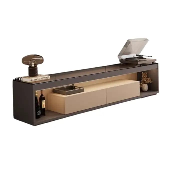 Verre Transparent Tv Table Meuble de rangement sol de luxe moderne Tv
