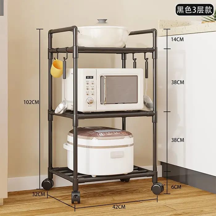 Étagère de cuisine en métal pour voiture, chariot de Service utilitaire, chariot de rangement avec r