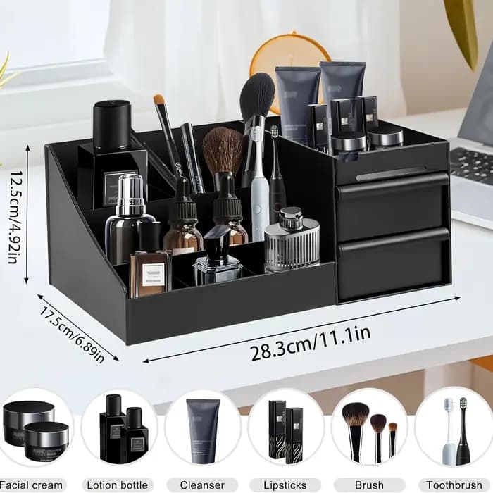 Boîte de rangement pour parfums pour hommes avec tiroirs - Organiseur cosmétique