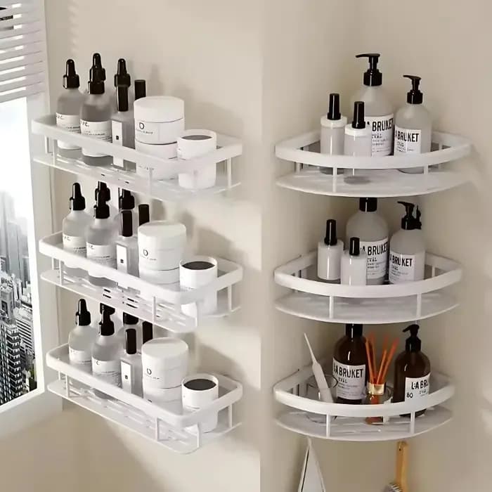 Étagère de salle de bain, organisateur de rangement de cuisine, support à shampoing en alliage d'aluminium, étagère de douche, accessoires de salle de bain, étagère sans perçage