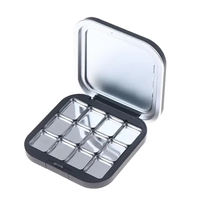 Palette de maquillage carrée vide à aspiration magnétique avec miroir