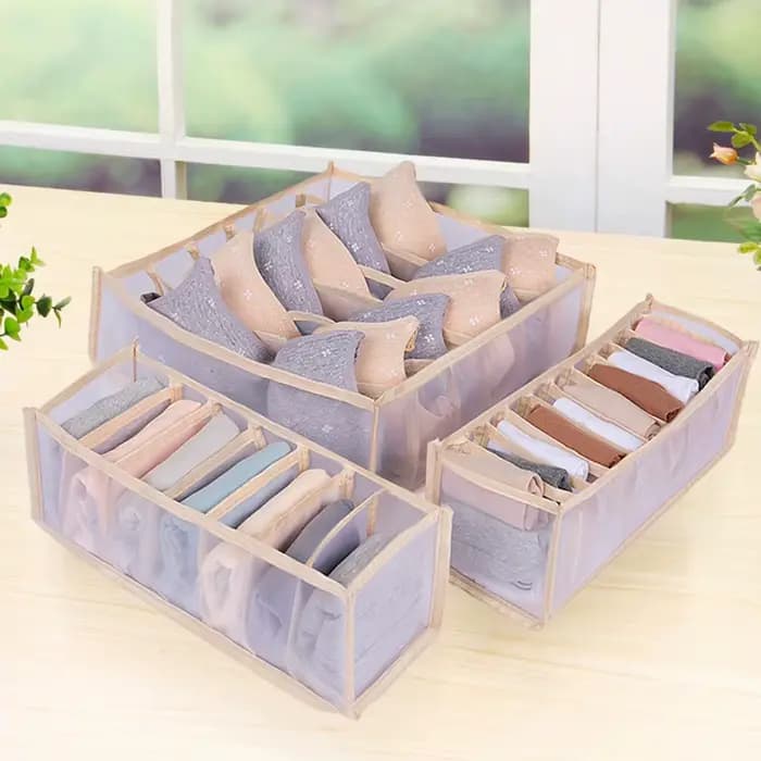 Lot de 3 boîtes de rangement pour placard
