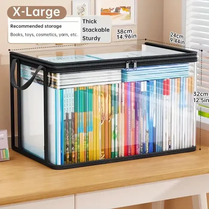 Boîte de rangement en PVC transparent | Couvercle rabattable et fenêtre de vue | Organisateur multi-usage pour jouets