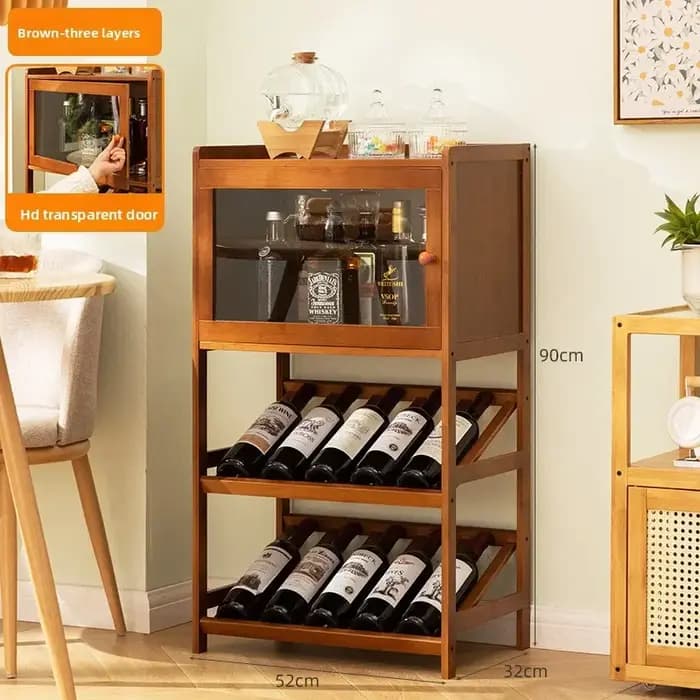 Étagère à vin, petite armoire à vin domestique, support de présentation de vin, présentoir de bar, décoratif en bois massif, à poser contre le mur