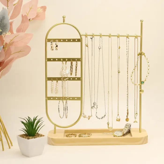 1 porte-bijoux de bureau à base en bois massif