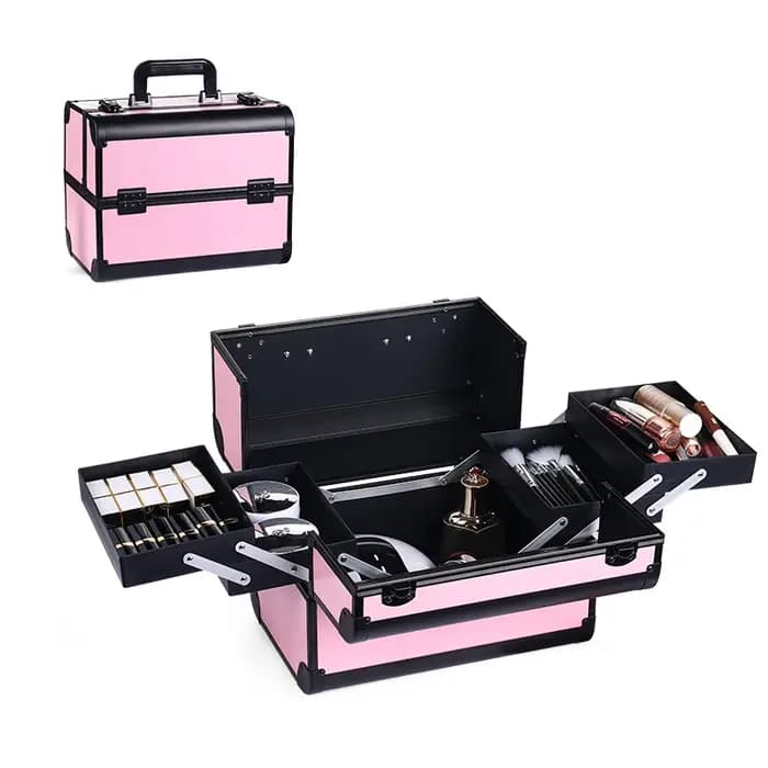 Boîte de Train de maquillage avec 4 plateaux réglables professionnels