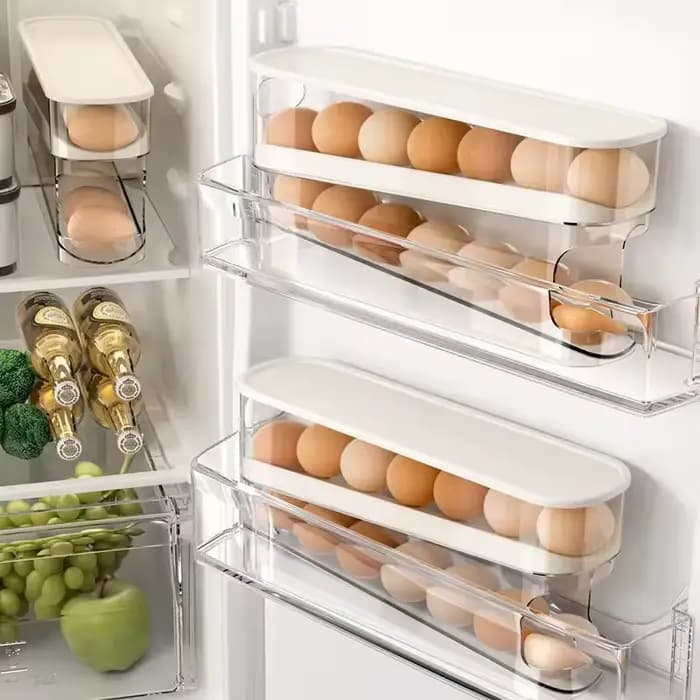 Boîte de rangement d'œufs de réfrigérateur bicouche