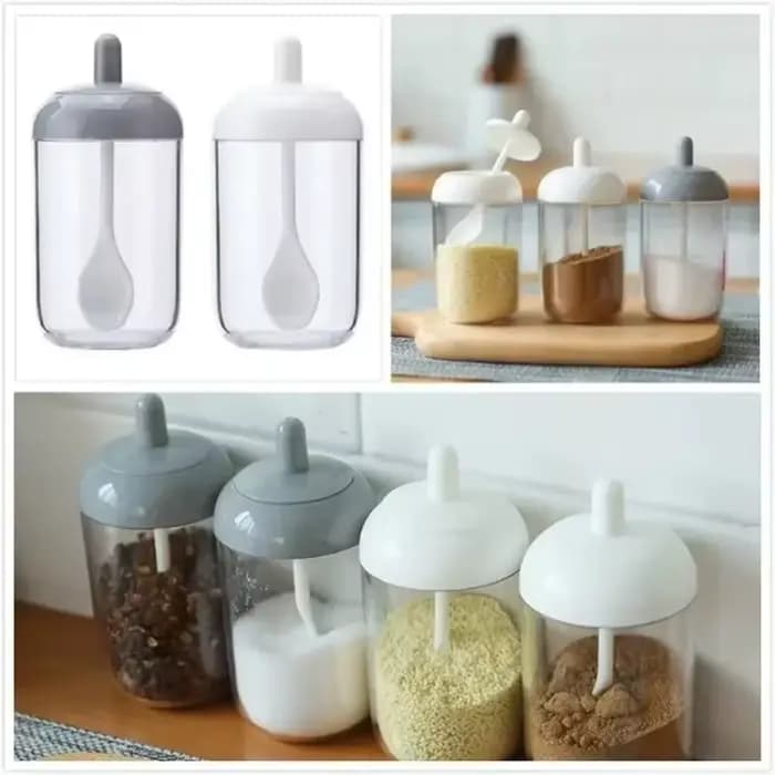 Pots d'épices en verre autocollants sel sucre poudre huile d'olive poivre assaisonnement bouteille de stockage cuillère Base outils ensemble d'accessoires de cuisine