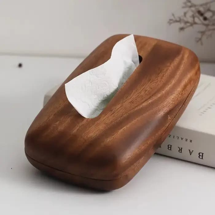 Boîte en papier en bois de noyer en forme de galet