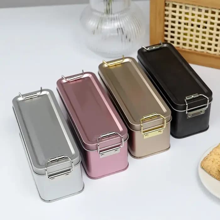 Boîte en fer rectangulaire en métal de haute qualité avec couvercle