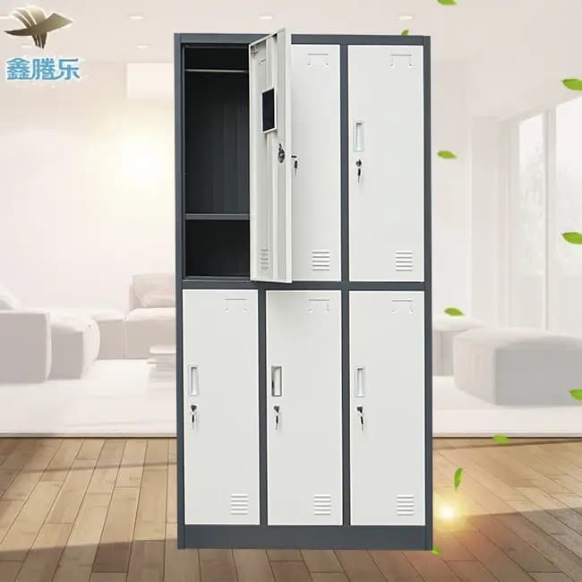 Armoire de rangement de bureau de salle de sport en métal à 6 portes