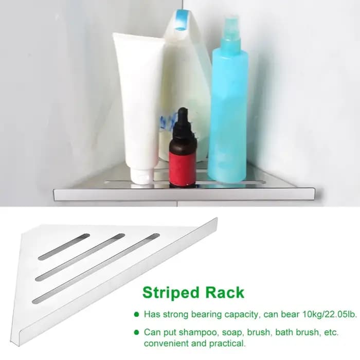 Étagère d'angle de douche en acier inoxydable argenté
