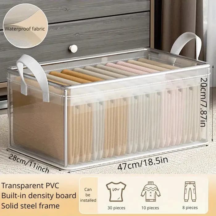 1 boîte de rangement transparente en PVC avec cadre en acier solide