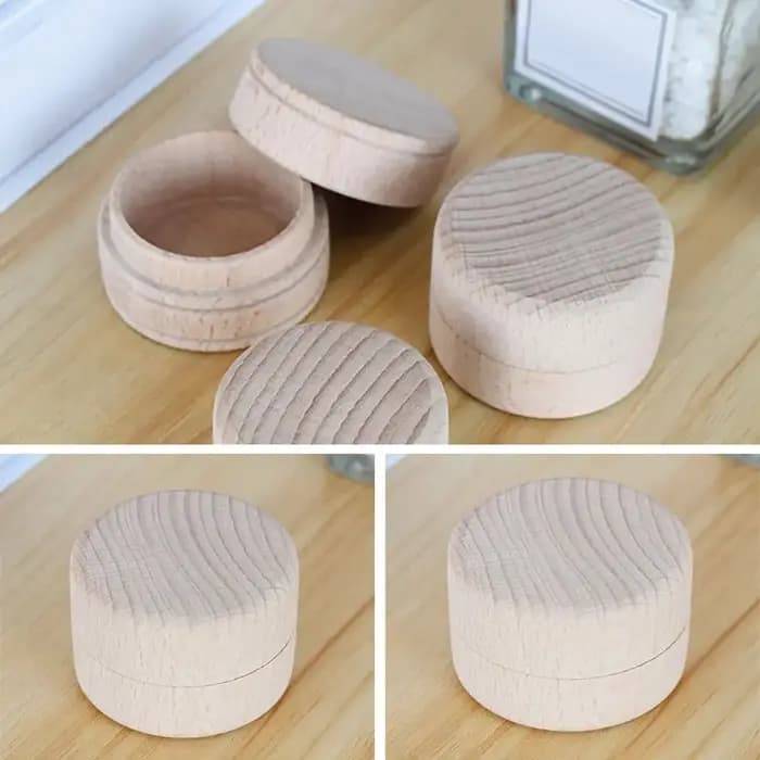 Petite boîte de rangement ronde en bois pour bijoux faits à la main