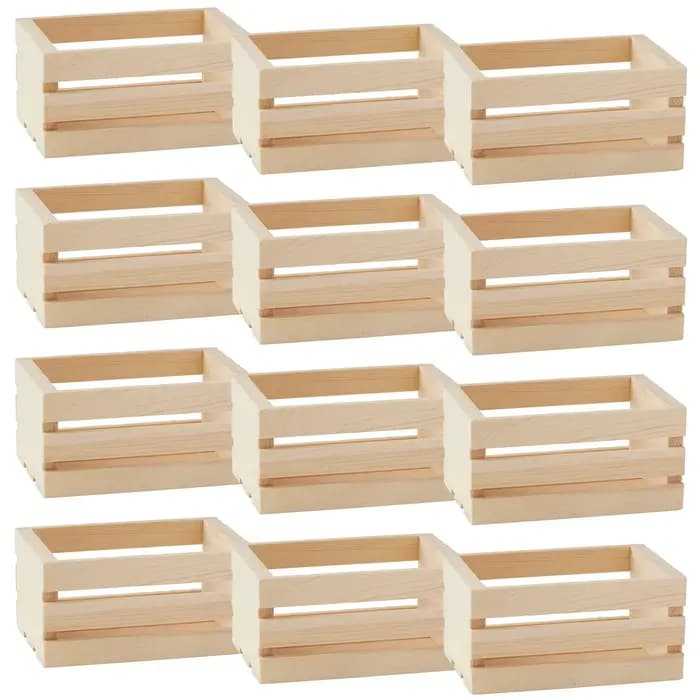 Lot de 12 petites caisses en bois non finies de 12,5x8,8x7 cm pour l'artisanat de la Fête des Mères,